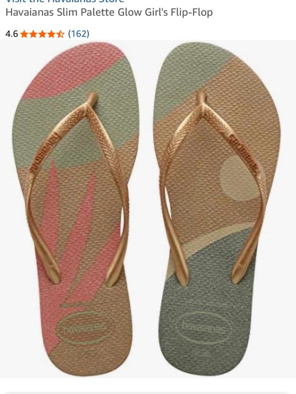Havaianas Slim Palette Flip-Flops with Rose Gold Straps and Multicolor Footbed
